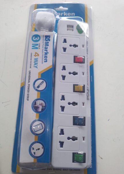 Marken 4 way 3metres Extension with USB Ports